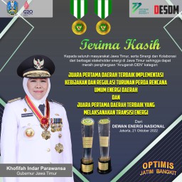 Pemprov Jatim Raih 2 Penghargaan Terbaik Anugerah Dewan Energi Nasional 2022