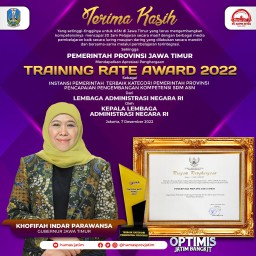 Pemprov Jatim Dinobatkan Instansi Terbaik di Ajang Training Rate Award 2022 LAN RI