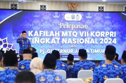 Pj Gubernur Adhy Lepas Kafilah MTQ Korpri 2024,Optimis Juara Umum