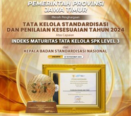 Implementasikan Tata Kelola SPK, Pemprov Jatim Raih Penghargaan dari BSN