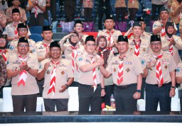 Buka Kegiatan Pengembangan Kepramukaan, Pj. Gubernur Adhy Apresiasi Peran Kwarda Pramuka Jatim Bantu Tekan Kemiskinan