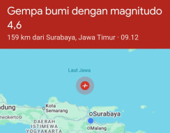 Gempa Magnitudo 4,9 Guncang Laut Tuban, Getaran Terasa hingga Bawean