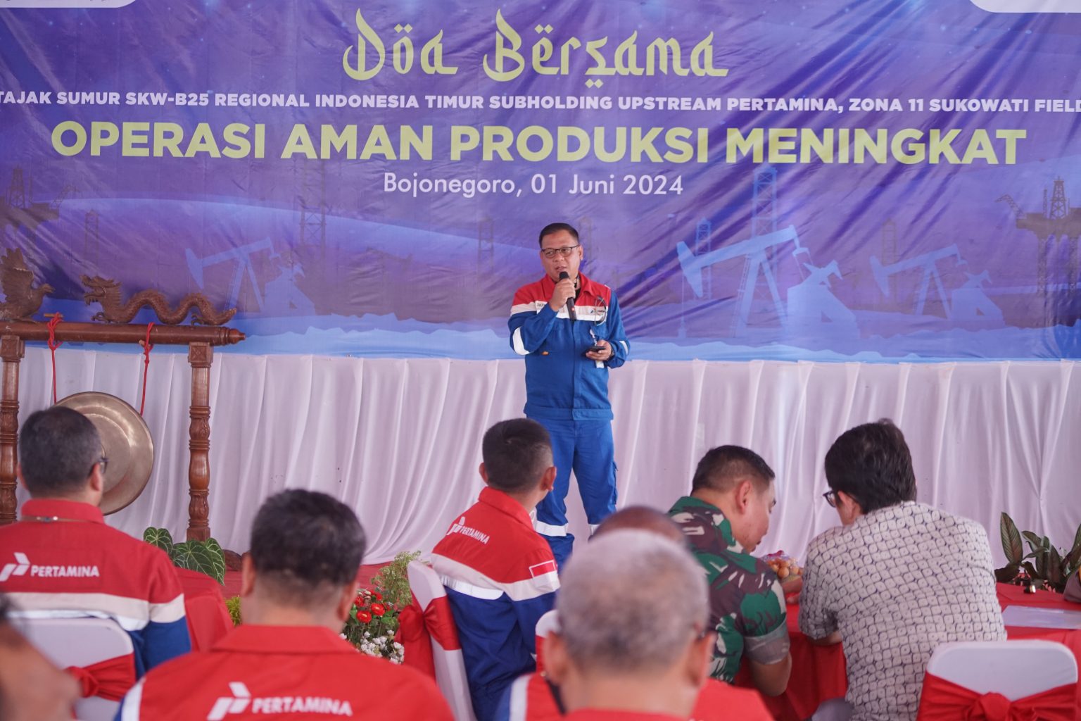 Pertamina EP Sukowati Field melakukan syukuran tajak sumur pengeboran dalam kegiatan doa bersama dengan tema “Operasi Aman, Produksi Meningkat”.