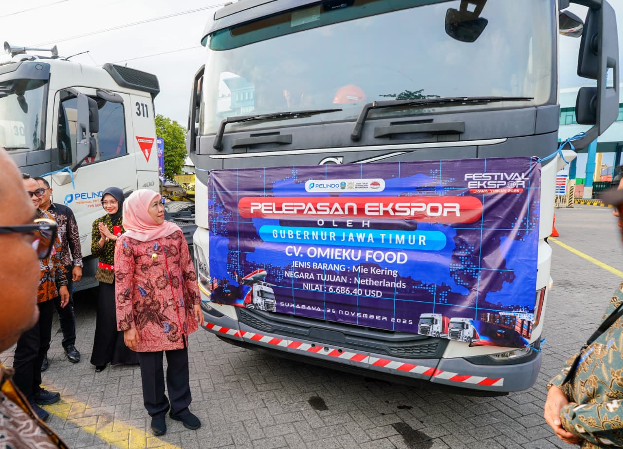 Pelepasan dilakukan Gubernur Khofifah pada gelaran Festival Ekspor Jawa Timur 2025 di PT Terminal Petikemas Surabaya (TPS)