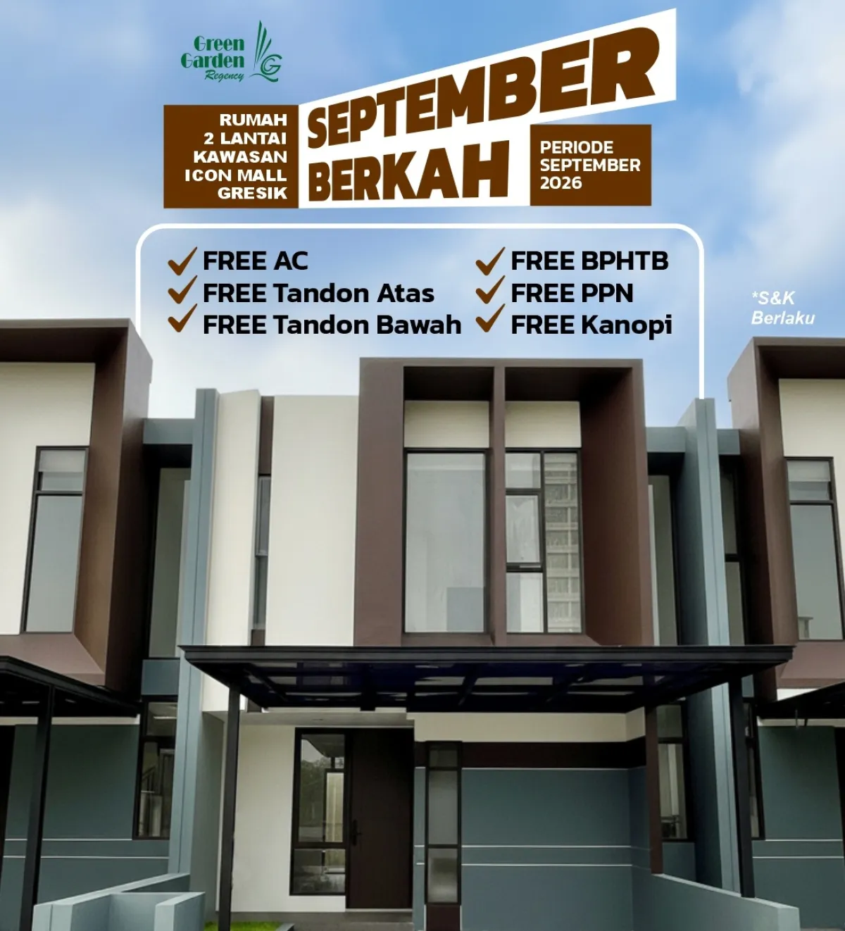 Promo Gila, Green Garden Regency Tawarkan Hunian Type 100 Melalui Promo September Berkah