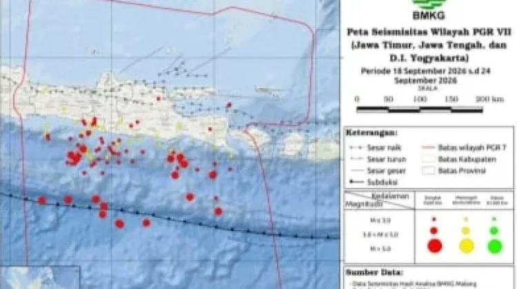 BMKG Malang Sebut Dalam Sepekan terjadi 105 Gempa di Jatim