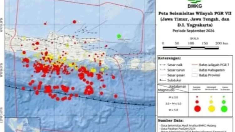 Selama September 2026 BMKG Catat 557 Gempa Goyang Jatim