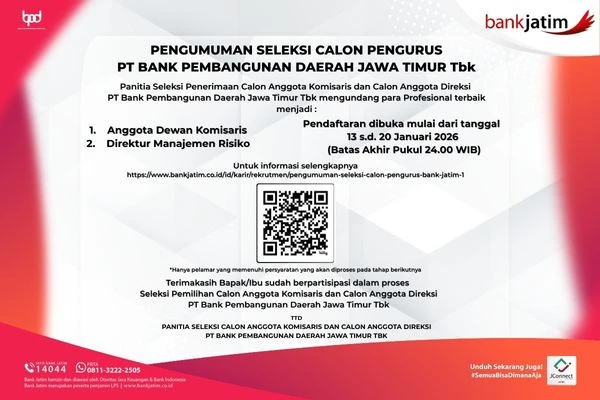 Kesempatan Emas! Bank Jatim Resmi Cari Calon Komisaris dan Direktur Manajemen Risiko