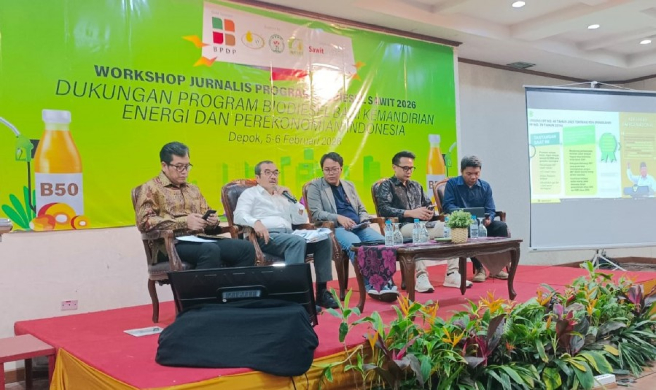 ekretaris Jenderal Asosiasi Produsen Biofuel Indonesia (APROBI) Ernest Gunawan dalam Workshop Jurnalis Program Biodiesel Sawit 2026