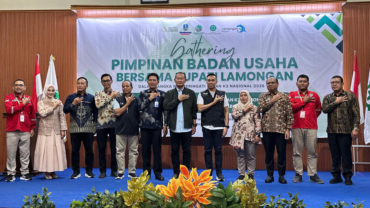 Penutupan rangkaian Peringatan Bulan Keselamatan dan Kesehatan Kerja (K3) Nasional Tahun 2026 di Kabupaten Lamongan