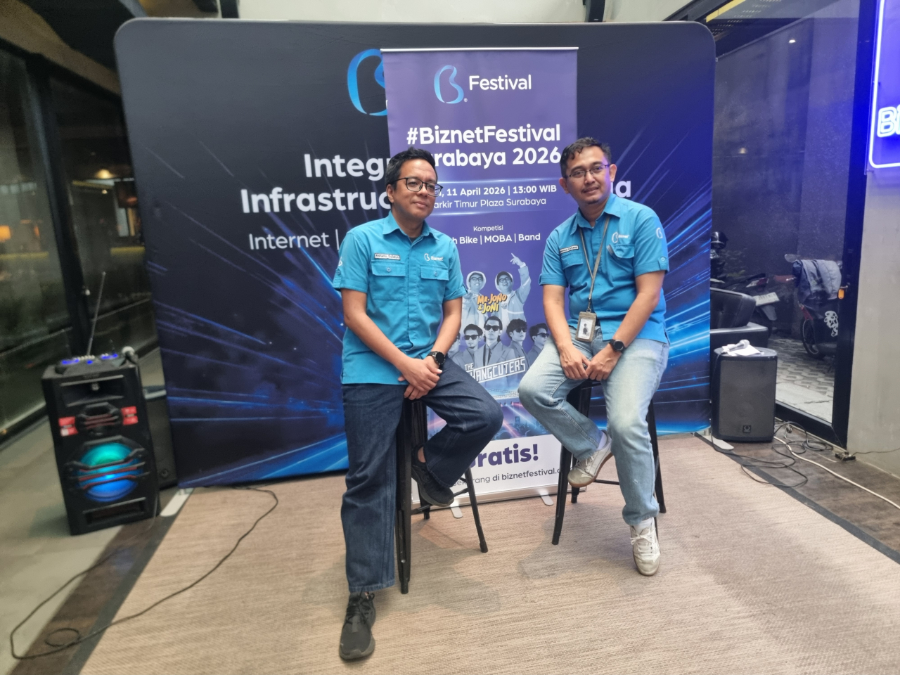 Dari Kiri, Senior Manager Marketing Consumer Adrianto Sulistyo dan Regional Manager Biznet Adil Perkasa di sela acara Media Gathering Biznet Festival Surabaya 2026.