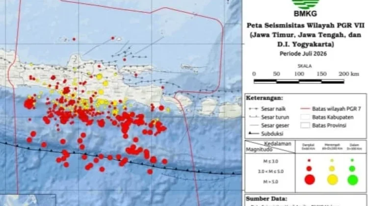 BMKG Malang : Ada 623 Gempa Guncang Jatim Selama Juli 2026