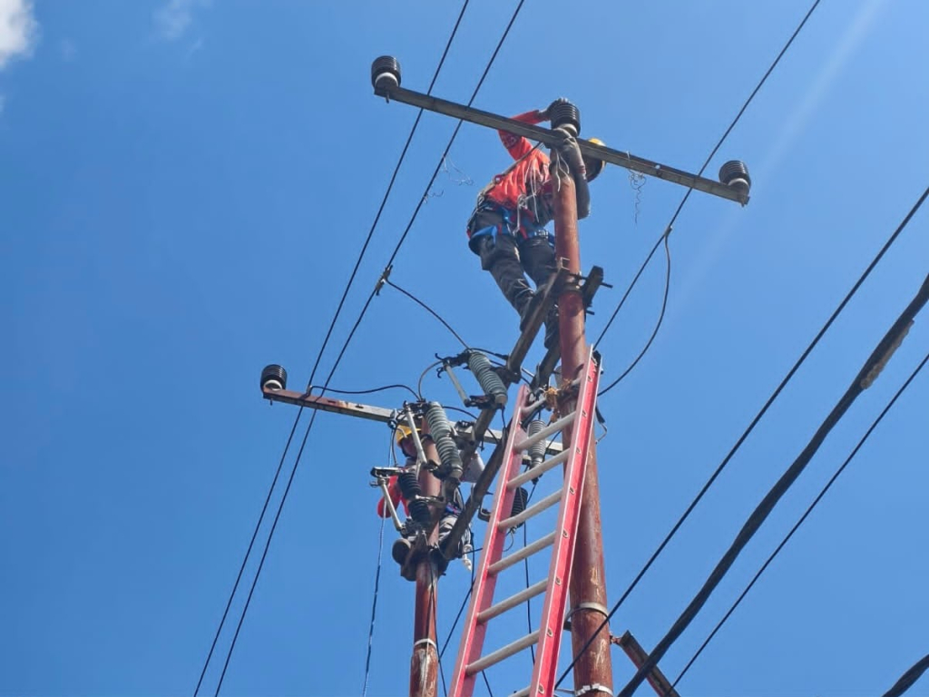 Petugas PLN berjibaku memulihkan jaringan kelistrikan Flores, Nusa Tenggara Timur, pascagempa bumi yang terjadi pada Sabtu (16/8).